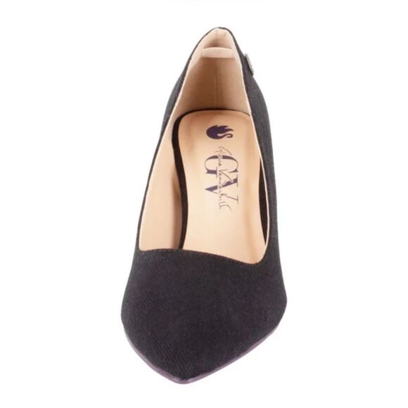 GV Cotton Denim Women's 3" Black Classic Logo High Heels Cushioned NIB Size 11 - Picture 3 of 4